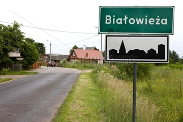 Entrance to the village of Bialowieza Poland