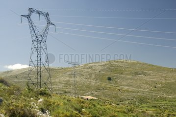 High voltage lines in the Prealps of Grasse France