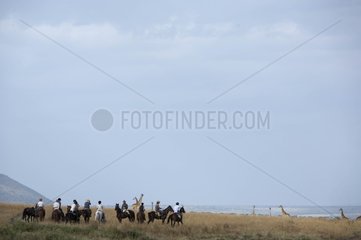 Safari on horseback in the Masai Mara reserve Kenya