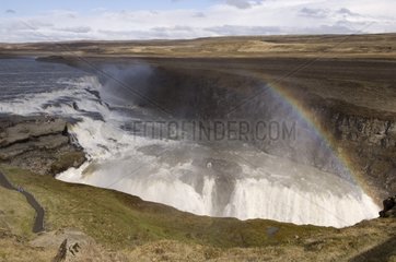 Rainbow Gullfoss waterfalls Iceland