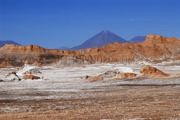 Moon valley and Licancabur volcano Atacama Chile