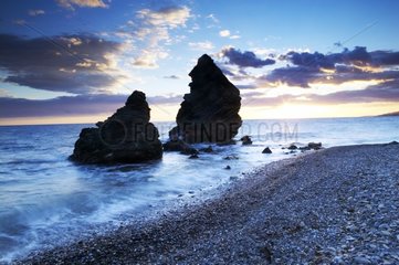 Rocks and beach on the Costa del Sol Spain