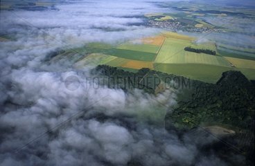 Agricultural landscape and mist surroundings Compiègne