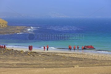 Tourists landing on a beach - Falkland Islands