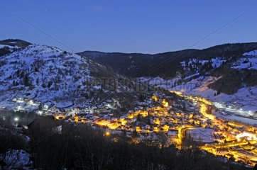 Lighting of streets and homes of La Bresse in winter