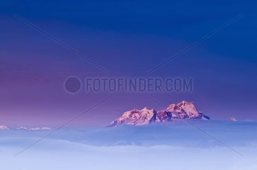 Alpenglow over the Diablerets massif in the swiss alps