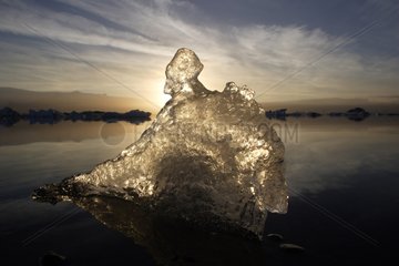 Ice block on the sea at sunset Iceland