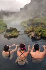 Bath in a hot spring Landmannalaugar Iceland