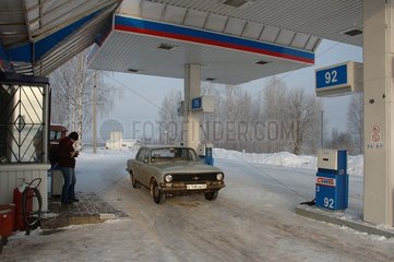 Convey parked in a station gasoline Russia