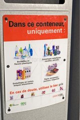 Sign of a container for recycling France