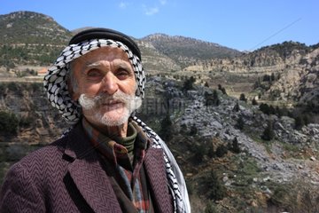 Elderly man smiling at Valley Afqa Lebanon