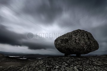 Unberechenbarer Block von Moraine Hardangervidda Plateau Norwegen
