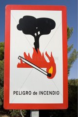Signal of prevention against the fires Spain