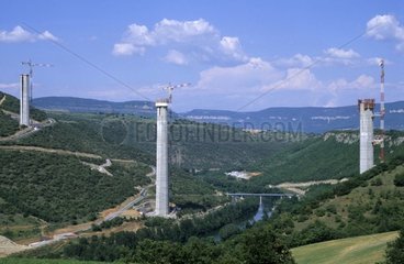 Bau des Millau -Viadukts im Tarn Valley