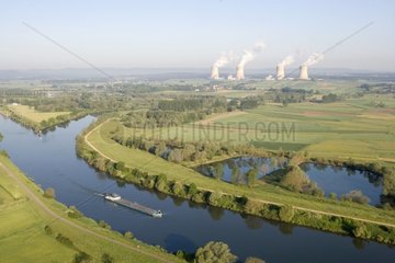 Moselle river close to Koenigsmacker and power station
