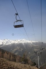 Chairlift station Chandolin in the spring Alps Switzerland