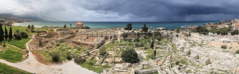 Archaeological site of Byblos in a stormy sky Lebanon