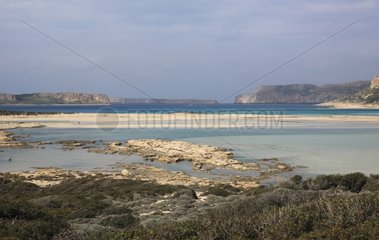 Lagoon and island Gramvousa Balos peninsula Crete Greece