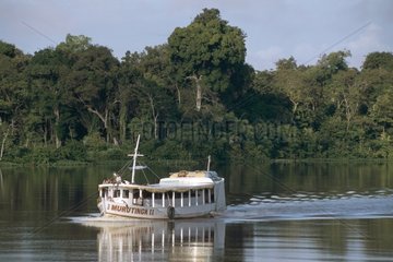 Boat of transport on the river the Amazon Brazil