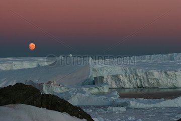 Moonrise on the Astrolabe glacier Terre Adelie