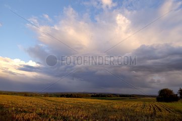 Countryside under a stormy sky Doubs France