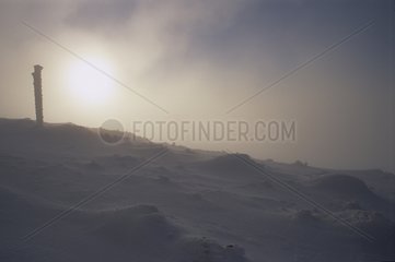 Landscape of the Vosges mountain range under snow with Honneck