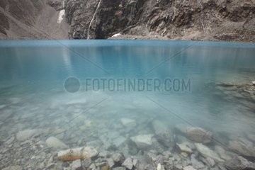 Lagunas 69 Glacial lake at the foot of the Chacraraju Andes