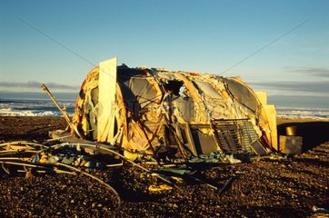 Inuit vergossen am zerstörten durch die Stürme Back Bay