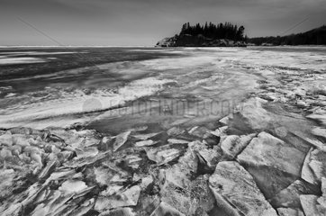 Detail of the texture of the frozen lake Superior USA
