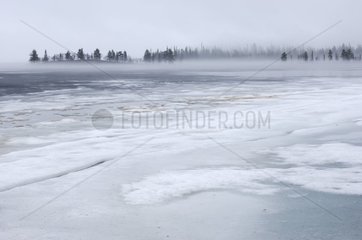 Pallasjarvi Lake covered by ice Finland