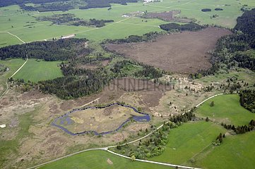 Aerial view of Frasne bogs in the Haut-Doubs France