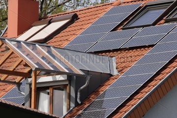 Roof with solar panels Frieburg im Breisgau Germany