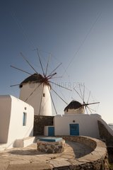 Windmills in Chora on Mykonos Island