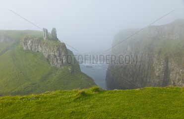Dunseverick Castle on cliffs - Northern Ireland UK