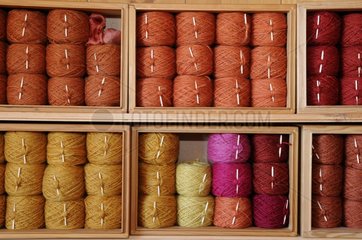 Balls of Sheep wool dyed by craftsmen Orbey