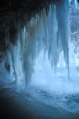 Frozen waterfall in winter in the Haute-Savoie France