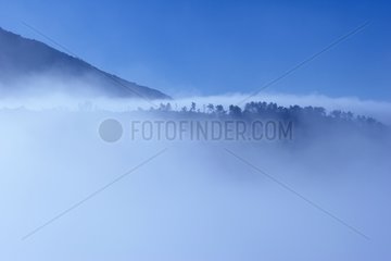 Fog in the Alps mountain France