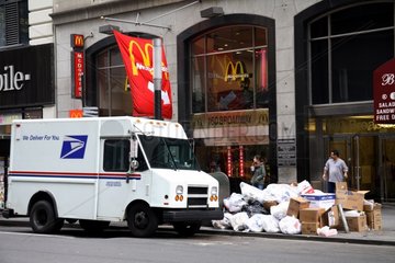 McDonald's and garbage bags in Broadway New York