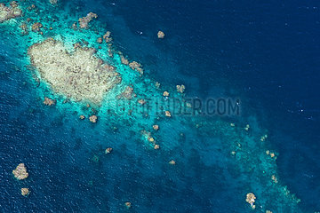 Aerial view of one of the many reefs of Mayotte.