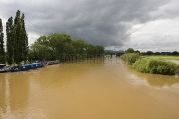 River Severn at the height of the flood in Severn Upton UK