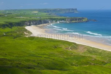 Beach and cliff of White Park Bay - Northern Ireland UK