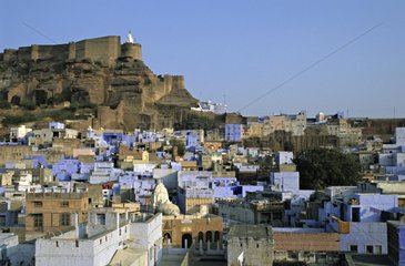 City of Jodhpur on the wall blue and white India