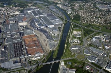 Luftaufnahme des Industriegebiets in Sochaux Doubs