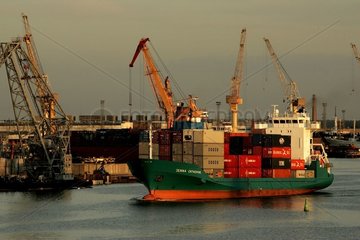 Container ship in the port of Claipeda Lithuania [AT]
