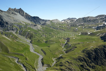Road of the Bonette-Restefond pass in spring  Haute-Tinee  Mercantour National Park  Alps  France