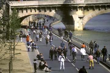 Gehen Sie auf den Seine Quays Paris Frankreich
