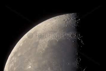 Last quarter of moon seen with a the telescope in France