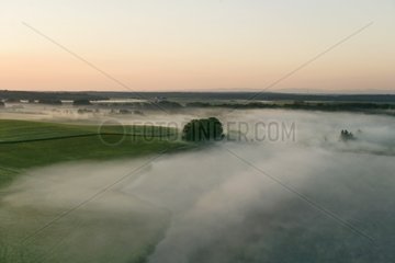 Air shot of the sunrise in Moselle France