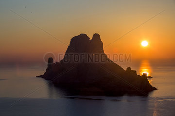 Sunset on Es Vedra island  Baleares Island  Spain
