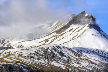Alpages de Croise Baulet in the spring  Mayeres alpine pastures  Sallanches region  Haute Savoie  Alps  France